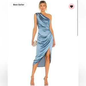 Elliatt Satin One-Shoulder Midi Dress